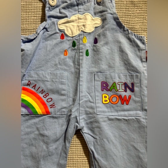 Light blue rainbow overalls 12 months - Picture 2 of 9